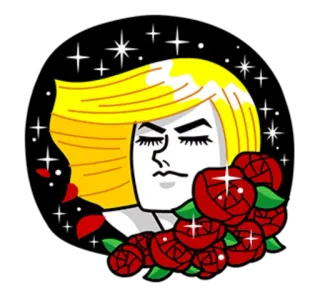 🌝 2e31d755 rosa, cabelo loiro, estrelas, retrato, ilustração telegram sticker