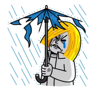 🌝 3c2eddbf triste, chuva, guarda-chuva, chorando, tempestade, tempo telegram sticker