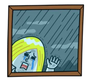 🌝 bb533436 triste, chorando, chuva, janela, desenho animado telegram sticker