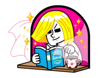 🌝 d9a2ecf7 Love leitura, livro, amor, desenho animado telegram sticker