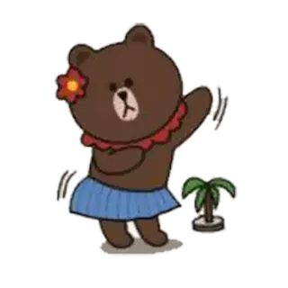 🤓 73965236 くま, 花, フラ, スカート, ダンス, トロピカル, かわいい telegram sticker