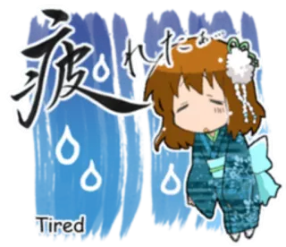😩 0b8d047c Tired cansado/a, chica anime, lluvia, triste, azul whatsapp sticker