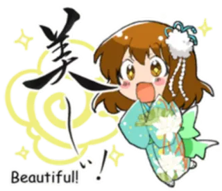 😚 a47b4eb5 美!, Beautiful! Chica anime, Chibi, Cute, Kimono, Japonés, Hermosa whatsapp sticker