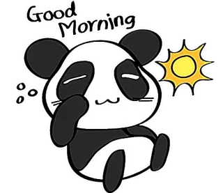 ☀ ea7fff6e Panda, Cartone animato, Carino, Assonnato, Sole telegram sticker