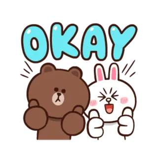 👌 ef321006 Brown OKAY OK, Braun, Line Friends, Hase, süß, Bär, Sticker telegram sticker