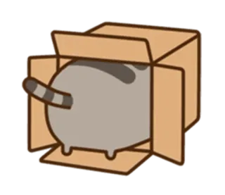 📦 1666356e Pusheen gato, Pusheen, caixa, fofo, animal telegram sticker