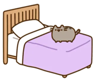 😴 647a8597 Pusheen gato, cama, Pusheen, sonolento, desenho animado telegram sticker