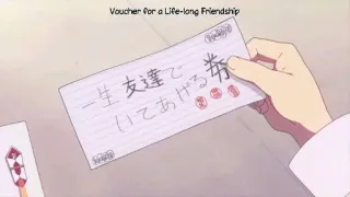 💌 80db18a1 Voucher for a Life-long Friendship
一生 友達で あげる 券 우정, 바우처, 애니메이션, 쿠폰, 일본어 telegram sticker