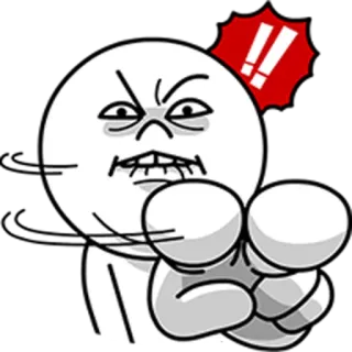 ‼ 739e78f1 Cartone animato, Arrabbiato, Infastidito, Indicare, Esclamazione, Bianco, Minimalista telegram sticker