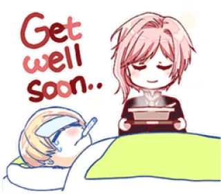 ☺️ 59af3683 Get well soon... que te mejores, enfermo, enfermedad, recuperación, dibujos animados, chibi whatsapp sticker