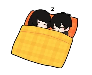 😴 7b2388cc Z спящий, мультфильм, пара, кровать, милый, сонный, одеяло telegram sticker