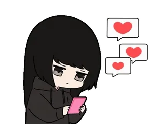 ❤️ 8f494c72 Аниме, Девушка, Сердце, Любовь, Телефон, Мило, Мультфильм telegram sticker
