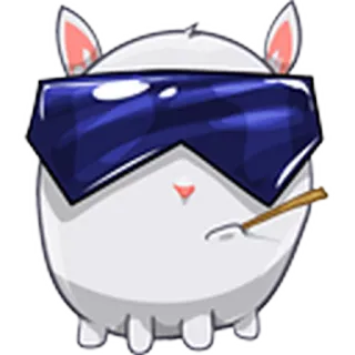 😎 3da02417 兔子, 眼镜, 白色, 卡通, 动物 telegram sticker
