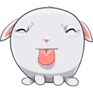 😝 e76e0ea3 卡通, 动物, 兔子, 可爱, 舌头 telegram sticker