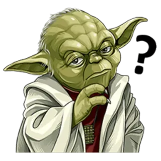 😕 03300960 Yoda star wars, yoda, pregunta, pensando, confundido whatsapp sticker