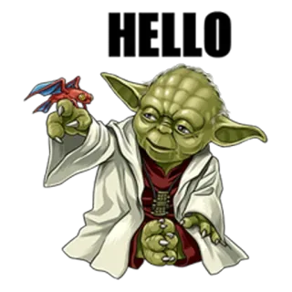 ✌ cf0472a9 Yoda Star Wars HELLO yoda, hola, star wars, saludo, jedi whatsapp sticker