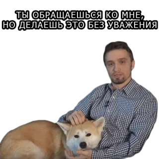 ☠️ 6e520a39 ТЫ ОБРАЩАЕШЬСЯ КО МНЕ, НО ДЕЛАЕШЬ ЭТО БЕЗ УВАЖЕНИЯ 남자, 개, 인용구, 러시아어, 무례 telegram sticker