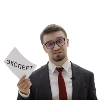 💼 e9c97335 ЭКСПЕРТ 전문가, 남자, 안경, 정장, 러시아인, 전문가, 사람 telegram sticker