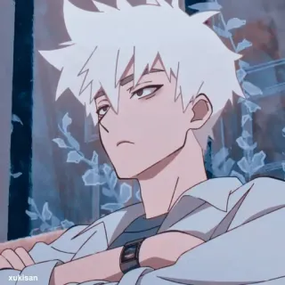 💈 07881a61 Anime, weißes Haar, verschlafen, männlich telegram sticker