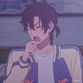 💈 54e581b4 Anime, Männlich, Gähnen, Jacke telegram sticker