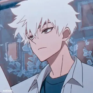 💈 61c966db xukisan Anime, Junge, Weiße Haare, Cartoon telegram sticker