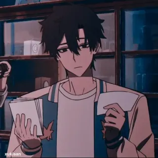 💈 9ee9688a xukisan Anime, Sticker, Mann, Schwarze Haare telegram sticker