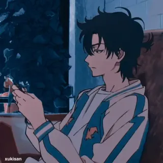 💈 d48b9125 xukisan Anime, Junge, Charakter, Sitzend telegram sticker