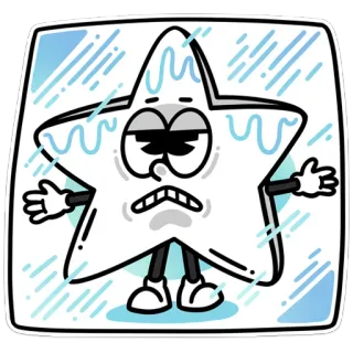 😒 587c01cf Stern, Cartoon, Eis, Gefroren, Figur, Traurig, Weiß, Kalt telegram sticker