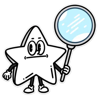🔎 67b6fb9e Stern, Lupe, Cartoon, Suche, Figur, Ermittlung telegram sticker