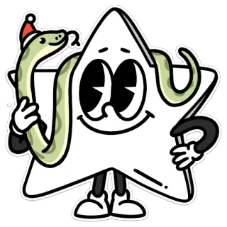 🐍 685074d3 Stern, Schlange, Cartoon, Süß, Figur, Sticker, Festlich, Retro telegram sticker