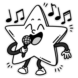 🎶 ce618469 Stern, Singen, Musik, Mikrofon, Cartoon, Entertainer telegram sticker