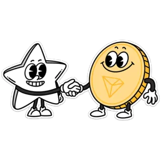 🤝 e9edcb35 Stern, Münze, Handschlag, Cartoon, Vereinbarung, Partnerschaft telegram sticker