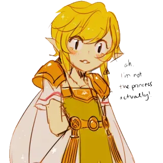 ☺️ bd098f45 Link The Legend of Zelda oh... I'm not the princess actually! Link, Zelda, Legend of Zelda, Nintendo, Videospiel, Prinzessin Zelda telegram sticker