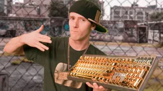 😎 dbe7e987 homem, teclado, ouro, joias, chapéu, urbano telegram sticker