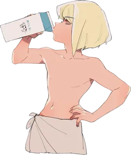 🥛 5112ee25 MILK milk, towel, cartoon, anime, blonde hair telegram sticker