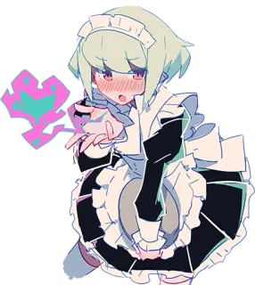 😘 d79298a6 maid, anime, cute, heart, blush, girl, kawaii, character telegram sticker
