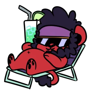 😎 9b41dc9d Мультфильм, Пляж, Загорать, Солнцезащитные очки, Отдых, Кресло, Напиток telegram sticker