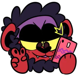 📸 efe7888c мультфильм, красный, знак мира, телефон, персонаж, иллюстрированный telegram sticker