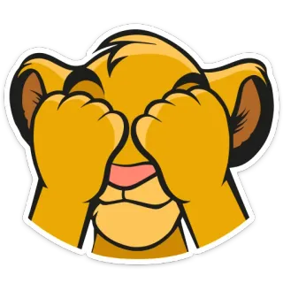 🙈 032ca782 Simba The Lion King Simba, león, El Rey León, ojos tapados, dibujos animados, animal telegram sticker