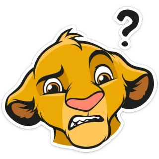 🧐 32503d14 Simba The Lion King Simba, León, Signo de interrogación, Disney, El Rey León, Dibujo animado, Confundido telegram sticker