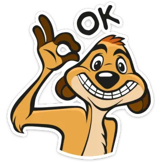 👌 dbfcf7df Timon The Lion King OK Dibujos animados, Animal, Suricata, Ok, Gesto, Rey León, Disney telegram sticker