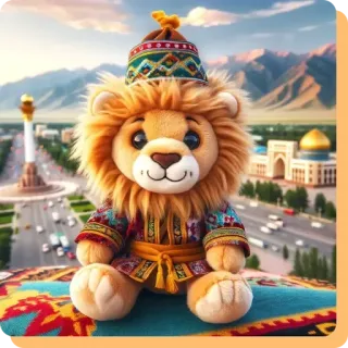💋 1f6a668c león, peluche, Asia Central, traje tradicional, ciudad, paisaje, dibujo animado, juguete telegram sticker