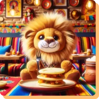 👩‍🏫 25f5d6c3 león, peluche, comida, restaurante, lindo, dibujos animados, arepas telegram sticker