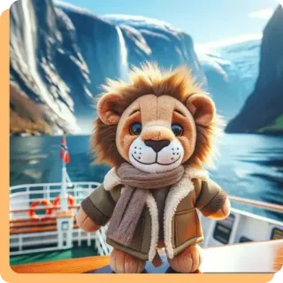 🎉 38f5cace león, peluche, animal, lindo, naturaleza, fiordo, Noruega, viaje telegram sticker