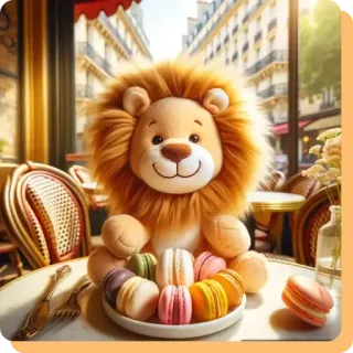 🤗 40ffb5af león, macarons, París, café, juguete, peluche, comida, postre telegram sticker
