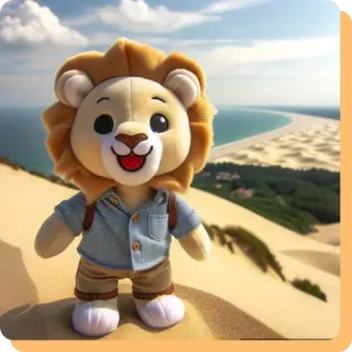 🫣 446609bb león, peluche, juguete, animal, arena, mar telegram sticker