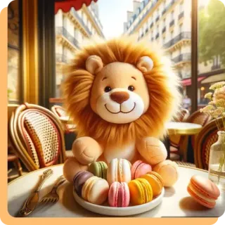 💋 652bb83d león, macarons, París, peluche, café, lindo, postre telegram sticker