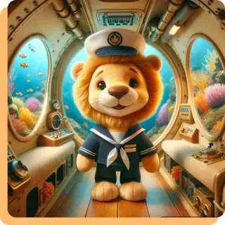 👩‍🔧 73f97d8f león, dibujos animados, submarino, mar, océano, lindo, marinero, marinero telegram sticker