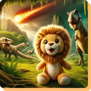 👩‍🎤 8b59cecb león, dinosaurio, meteoro, peluche, prehistórico, paisaje, dibujos animados, animales telegram sticker