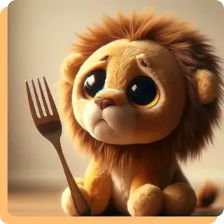 🥳 a6628622 león, mono, tenedor, animal, peluche, ojos grandes telegram sticker